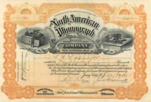 North American Phonograph Co. - 1891 dated Stock Certificate