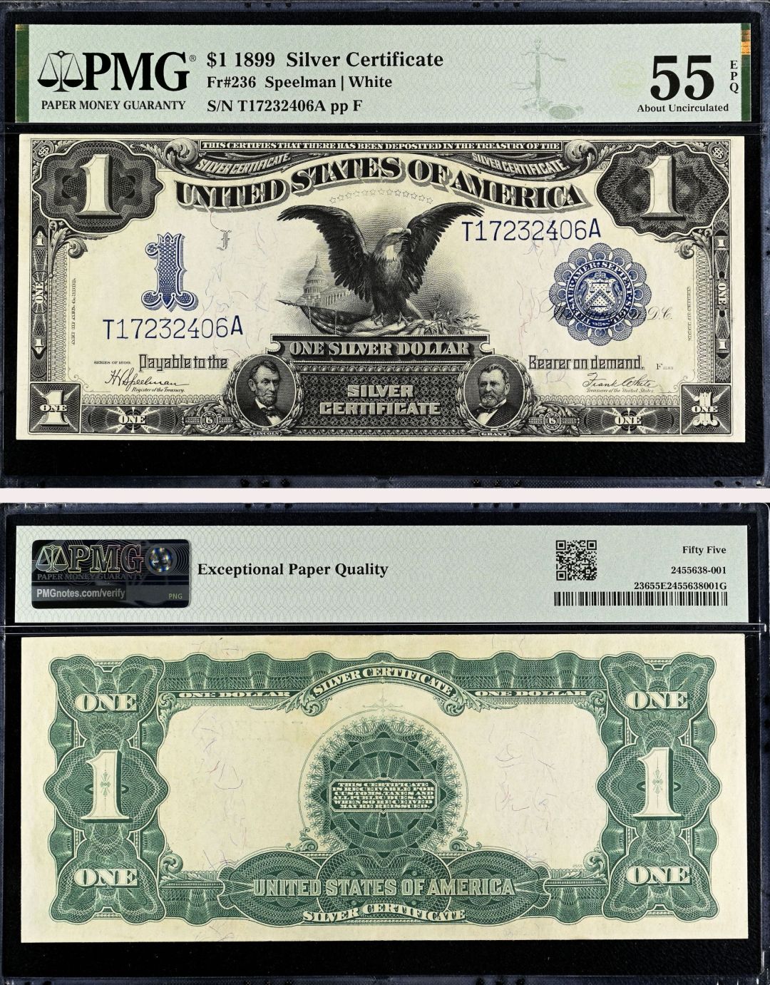 1 Dollar Large Size Note - FR. 236 - 1899 dated Silver Certificate - PMG Grade 55 - United States Paper Money