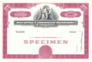 Security-Columbian Banknote Co. - circa 1970's Specimen Stock Certificate - Vertical Fold