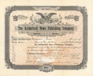 Rutherford News Publishing Co. - Stock Certificate