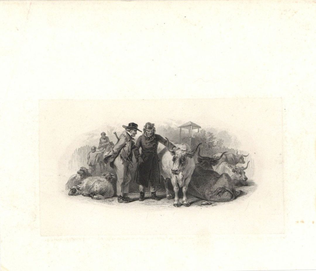 Proof - Farmers with Animals - 1850's dated