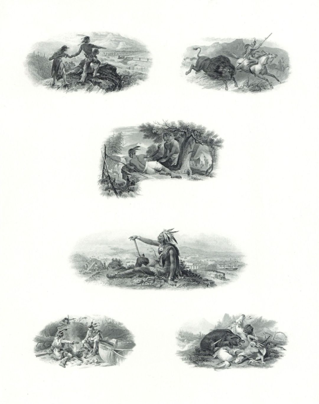 Proof - 6 Indian engravings - 1850's or so dated