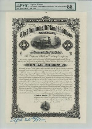 Virginia Midland Railway Co. - $1,000 or $500 Bond