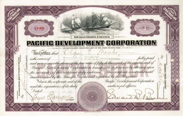 Pacific Development Corp - Stock Certificate (Uncanceled)