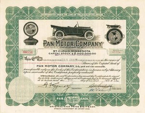 Pan Motor Co - Stock Certificate (Uncanceled)