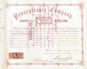 Thomas A. Scott - Pennsylvania Co. - Stock Certificate