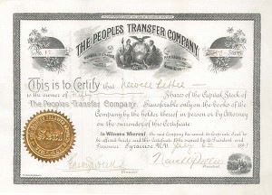 Peoples Transfer Co. - Stock Certificate (Uncanceled)