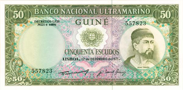 Portuguese Guinea - 50 escudos - p-44 - 1971 dated Foreign Paper Money