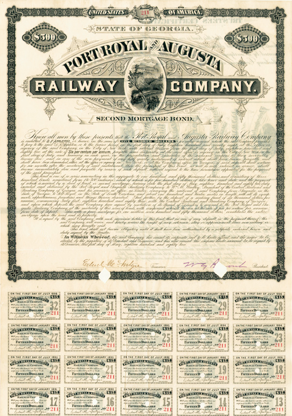 Port Royal and Augusta Railway - Bond