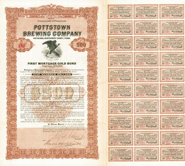 Pottstown Brewing Co. - Stock Certificate