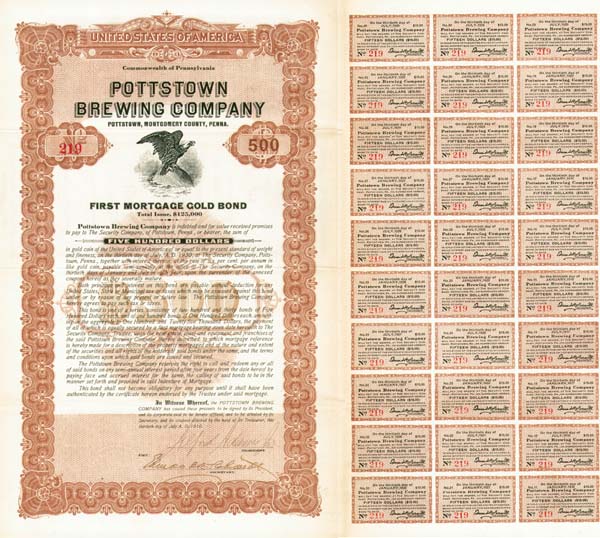 Pottstown Brewing Co. - Stock Certificate