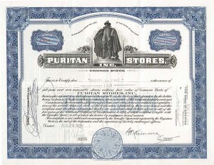 Puritan Stores, Inc. - Stock Certificate (Uncanceled)