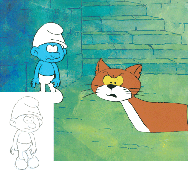 Grouchy Smurf and Azrael