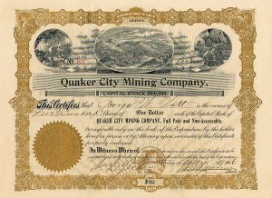 Quaker City Mining Co. - Stock Certificate (Uncanceled)