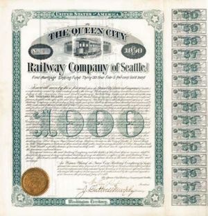 Queen City Railway Co. of Seattle - Bond (Uncanceled)