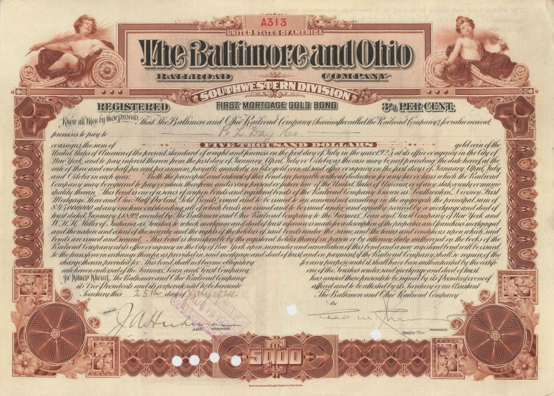 Baltimore and Ohio Railroad Co. - Bond