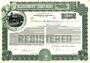 Baltimore and Ohio Railroad Co. - $1,000 Bond