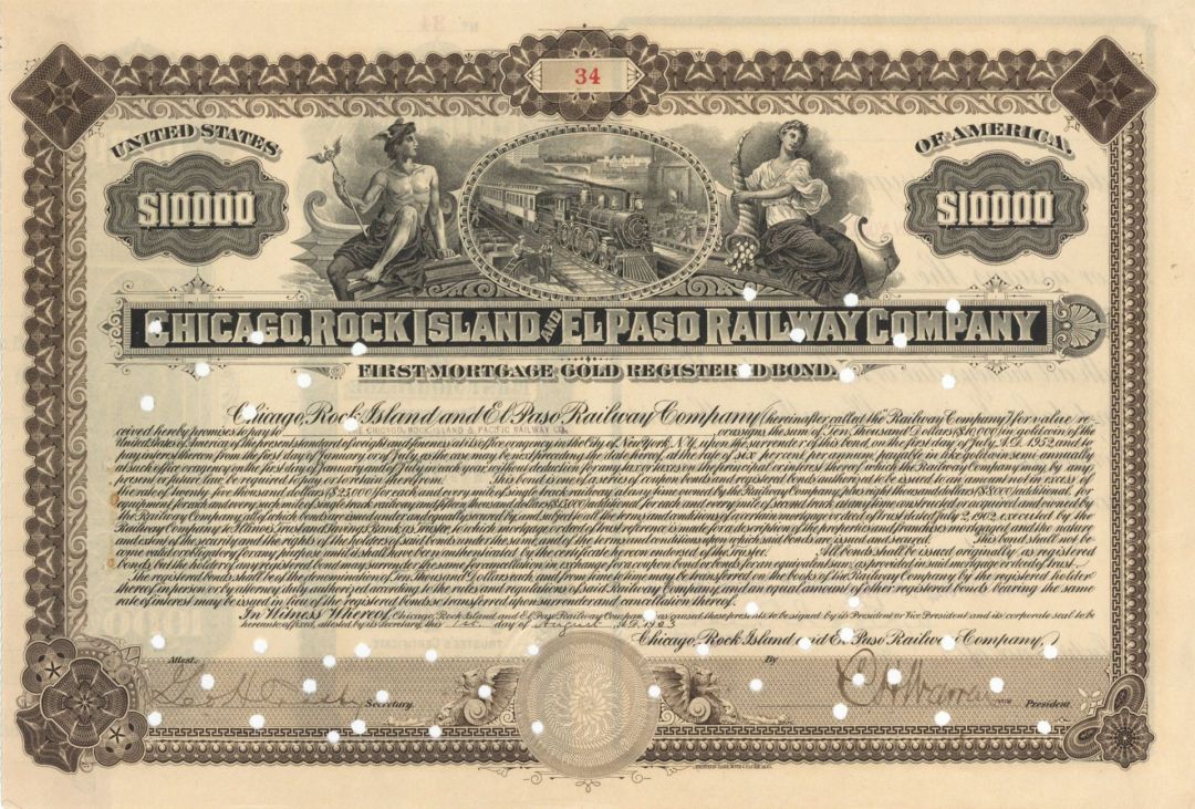 Chicago, Rock Island and El Paso Railway Co. - $10,000 Bond