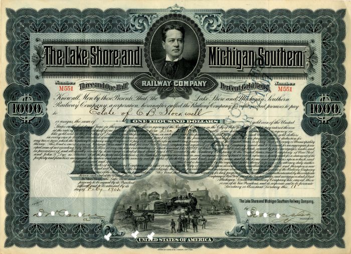 Lake Shore and Michigan Southern Railway Co. - $1,000 Bond