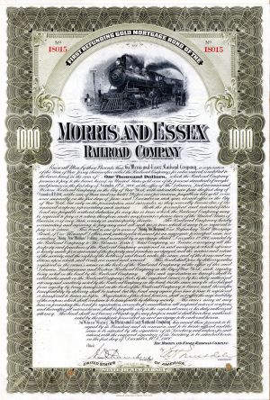 Morris and Essex Railroad Co. - $1,000 Bond