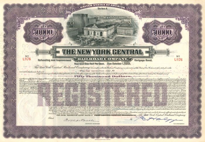 New York Central Railroad - $50,000 Bond