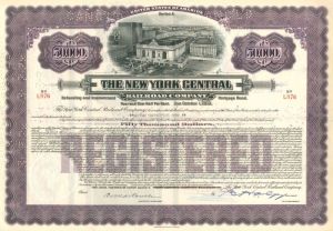 New York Central Railroad - $50,000 Bond