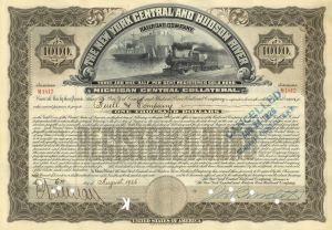 New York Central and Hudson River Railroad - Railway Bond of Various Denominations