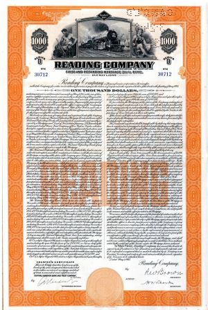 Reading Co. - $1,000 Railroad Bond