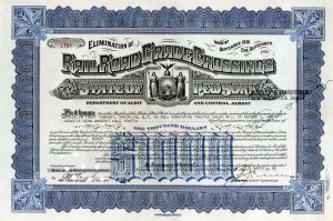 State of New York Elimination of Railroad Grade Crossings - dated 1940's-50's Railway Bond - Various Denominations
