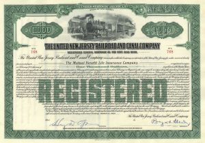 United New Jersey Railroad and Canal Co - 1924 dated Railway & Canal Bond