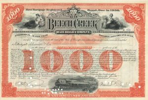 Beech Creek Railroad Co. - 1907 or 1913 $1,000 Bond