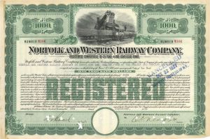 Norfolk and Western Railway Co. - 1925 or 1927 dated $1,000 Bond