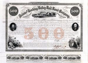 Scioto and Hocking Valley Railroad - $500 Bond (Uncanceled)