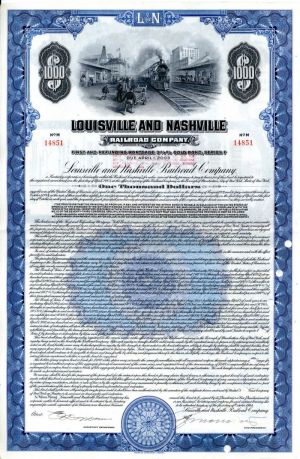 Louisville and Nashville Railroad Co. - $1,000 Railway Bond