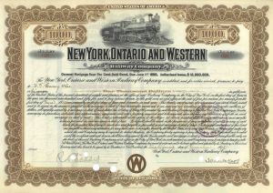 New York, Ontario and Western Railway Co. - $1,000 Railroad 4% Gold Bond