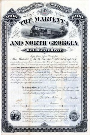 Marietta and North Georgia Railroad Company - $1,000 Bond