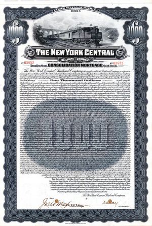 New York Central Railroad Co. - $1,000 Bond