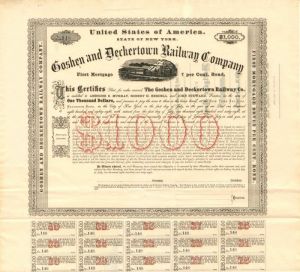 Goshen and Deckertown Railway Co. - $1,000 Bond