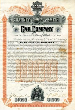 Barney and Smith Car Co. - $1000 Bond