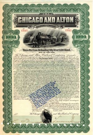 Chicago and Alton Railroad Co. - 1899 dated $1,000 Bond