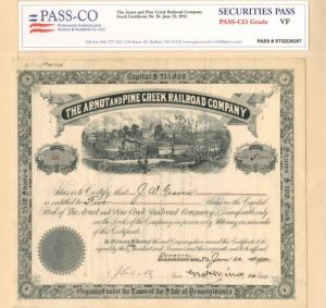 Arnot and Pine Creek Railroad Co.                            - Stock Certificate