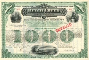 Beech Creek Railroad Co. - $1,000 Bond
