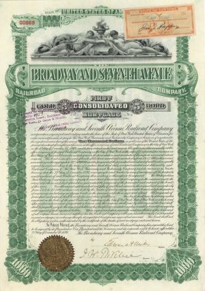 Broadway and Seventh Avenue Railroad Co. - $1,000 1893 dated Bond