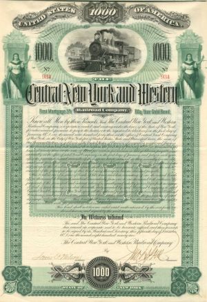 West Shore Railroad Company Bond Stock Certificate New York Central