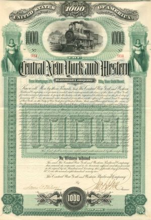 Central New York and Western Railroad Co. - $1,000 - Bond