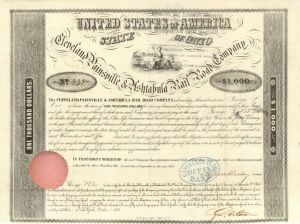 Cleveland, Painsville and Ashtabula Rail Road Co. - $1,000 - Bond