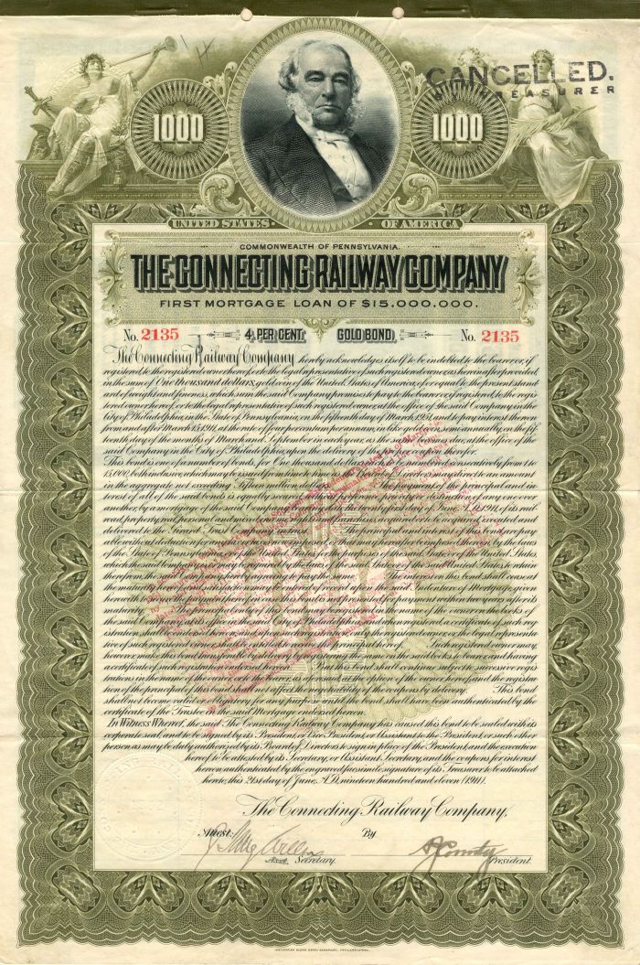 Connecting Railway Co. - $1,000 - Bond