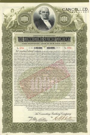 Connecting Railway Co. - 1911 dated $1,000 Pennsylvania Railroad Gold Bond