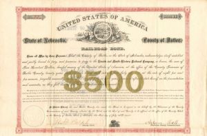 Lincoln and North=Western Railroad Co. - $500 - Bond