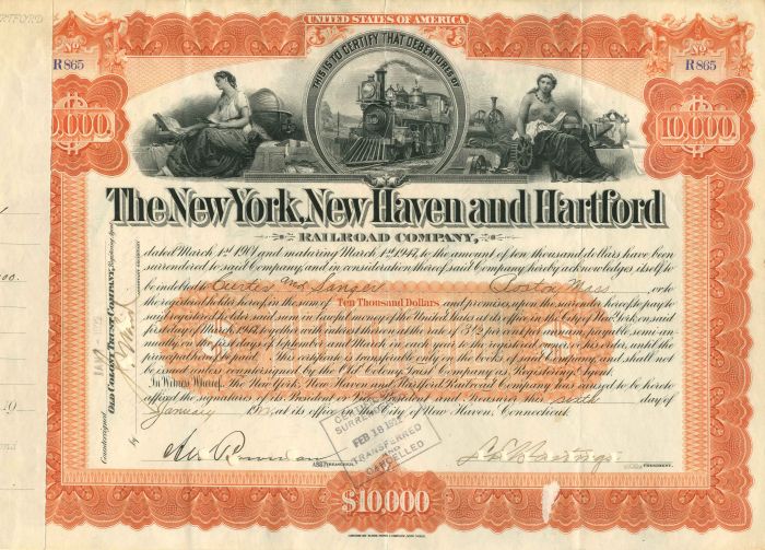 New York, New Haven and Hartford Railroad Co. - $10,000 Bond